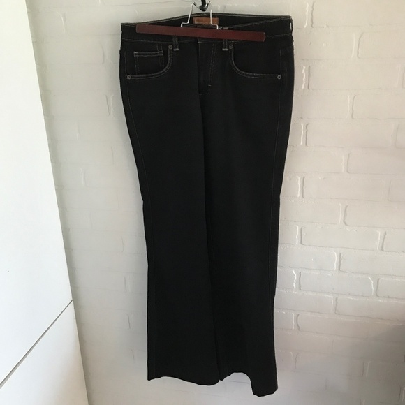 Vintage Lee Women’s Denim jeans Flare Wide legs High Rise Black Size 9-10 - Picture 1 of 6